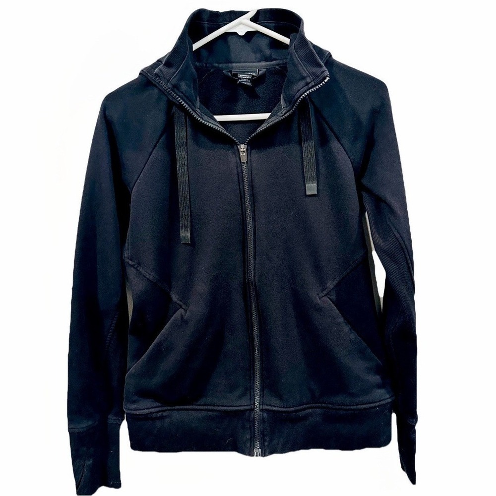 ATHLETA Hoodie Black Full Zip‎ Jacket Athletic Workout Athleisure Gym  Yoga SM